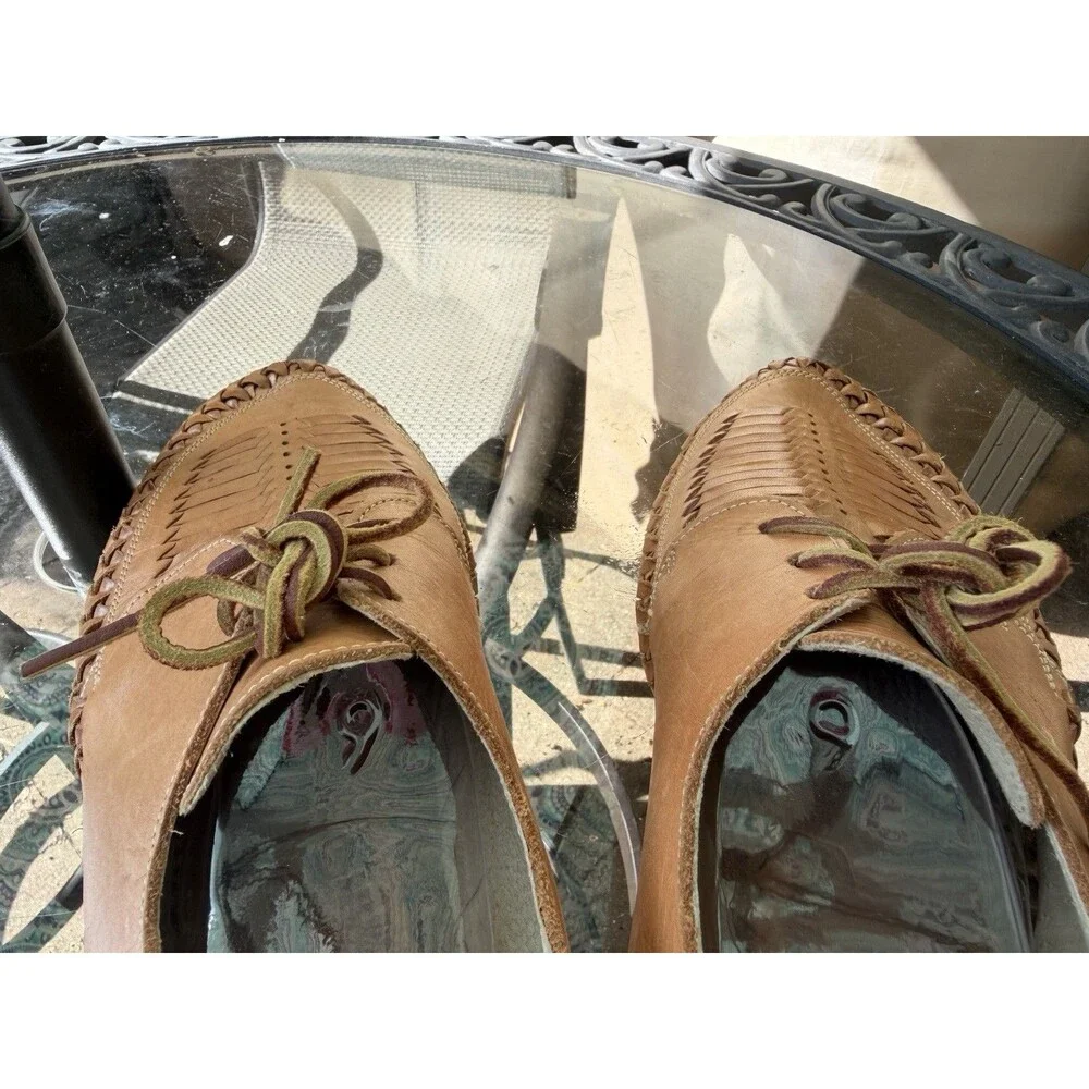 Chamula Mens 12 Brown Leather Lace Up Oxford Shoes Round Toe Casual
